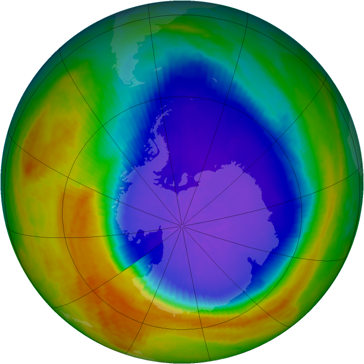 Antarctic ozone map for 10 October 2003